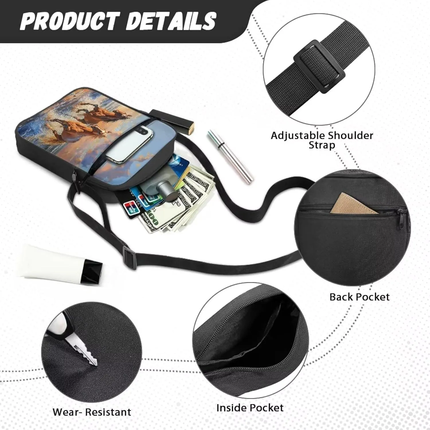 Small Messenger Bag for Men Women Wallet Purse Cell Phone Purse Unisex Shoulder Bag for Work Travel