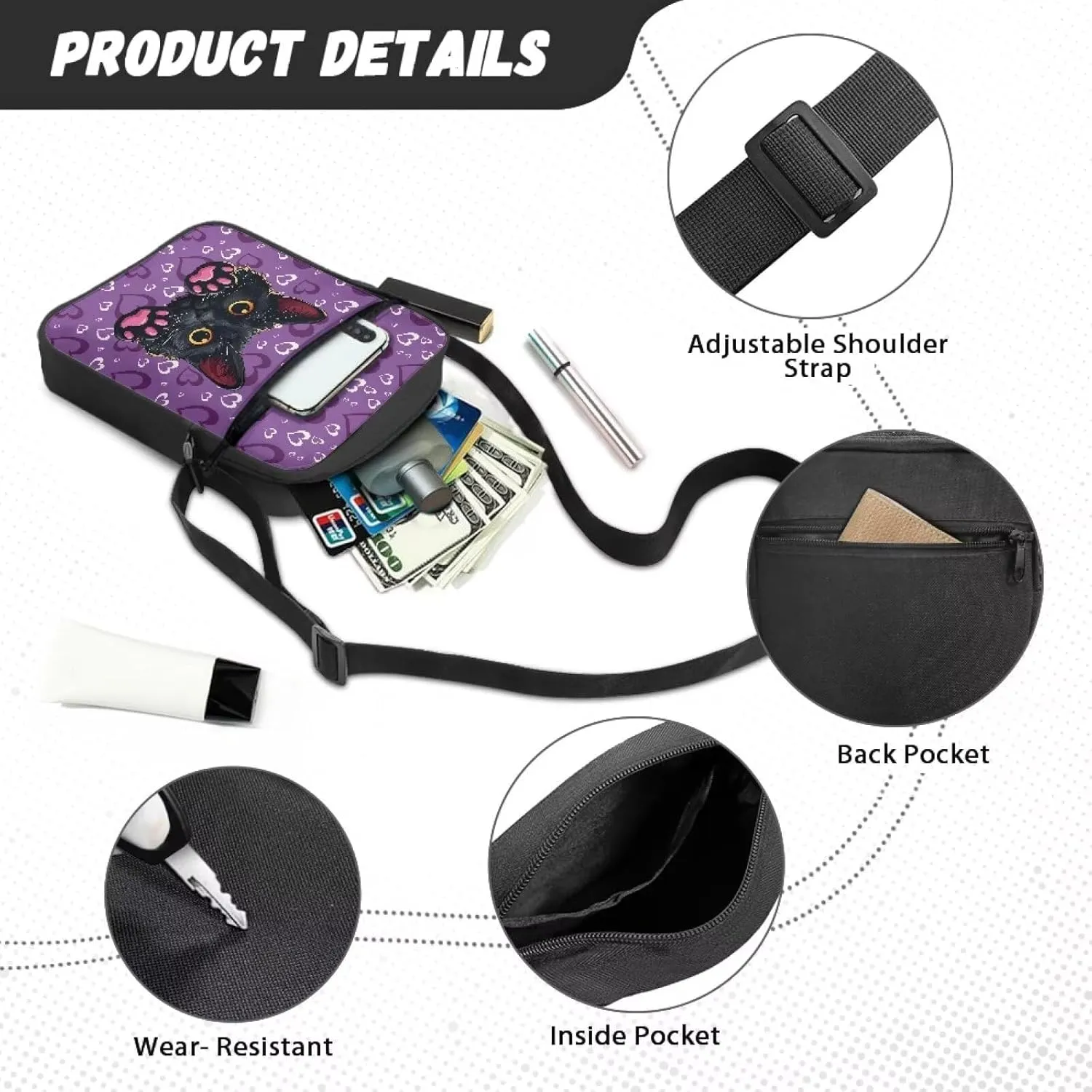 Small Messenger Bag for Men Women Wallet Purse Cell Phone Purse Unisex Shoulder Bag for Work Travel