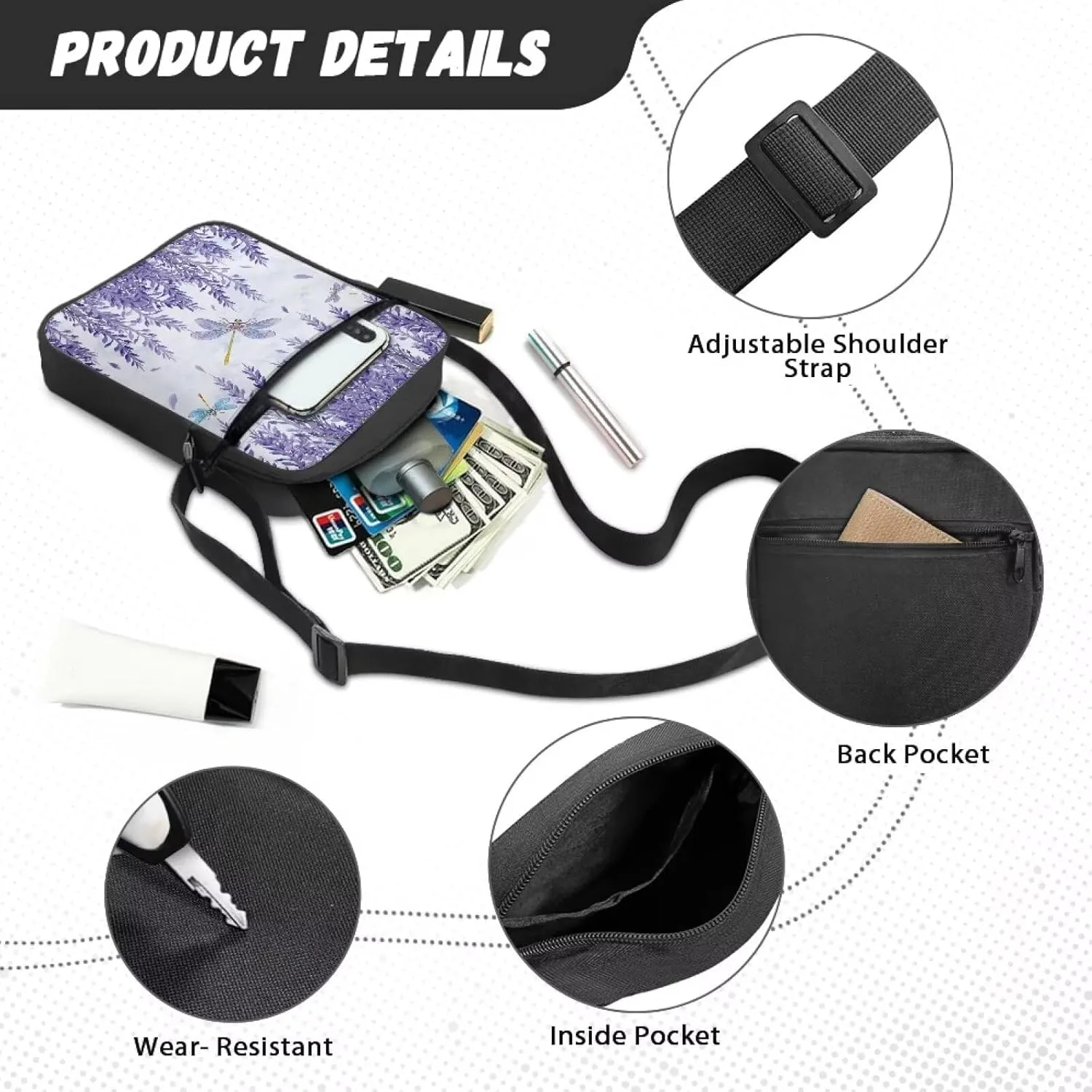 Small Messenger Bag for Men Women Wallet Purse Cell Phone Purse Unisex Shoulder Bag for Work Travel