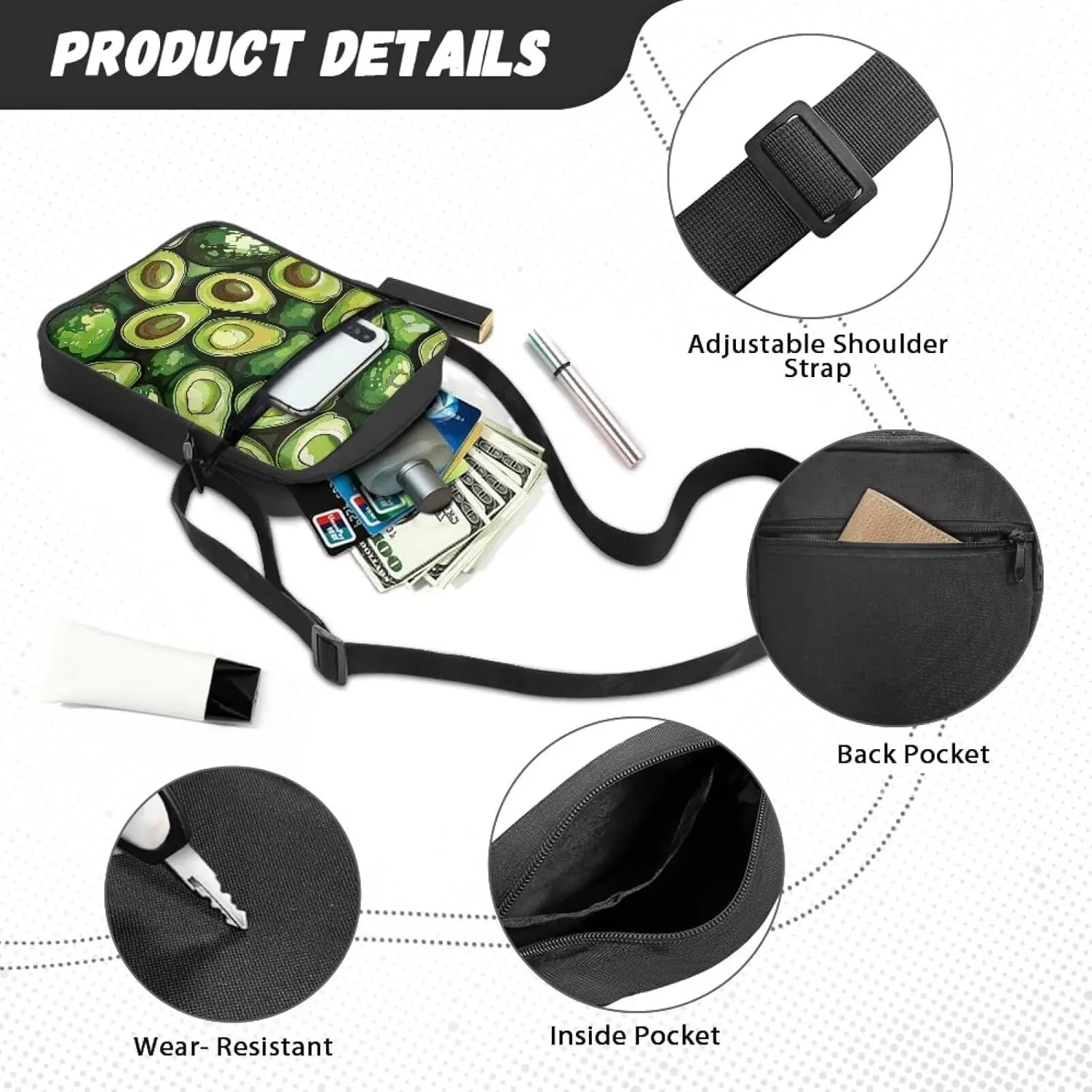 Small Messenger Bag for Men Women Wallet Purse Cell Phone Purse Unisex Shoulder Bag for Work Travel