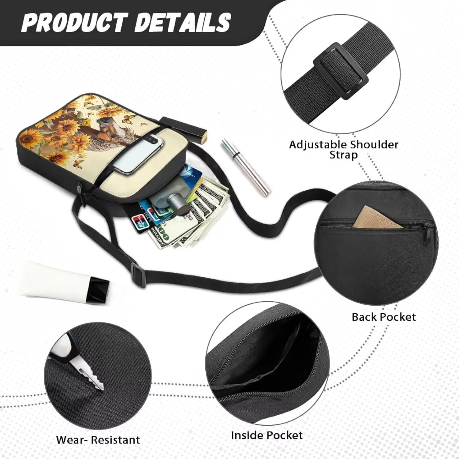 Small Messenger Bag for Men Women Wallet Purse Cell Phone Purses Unisex Shoulder Bag for Work Travel