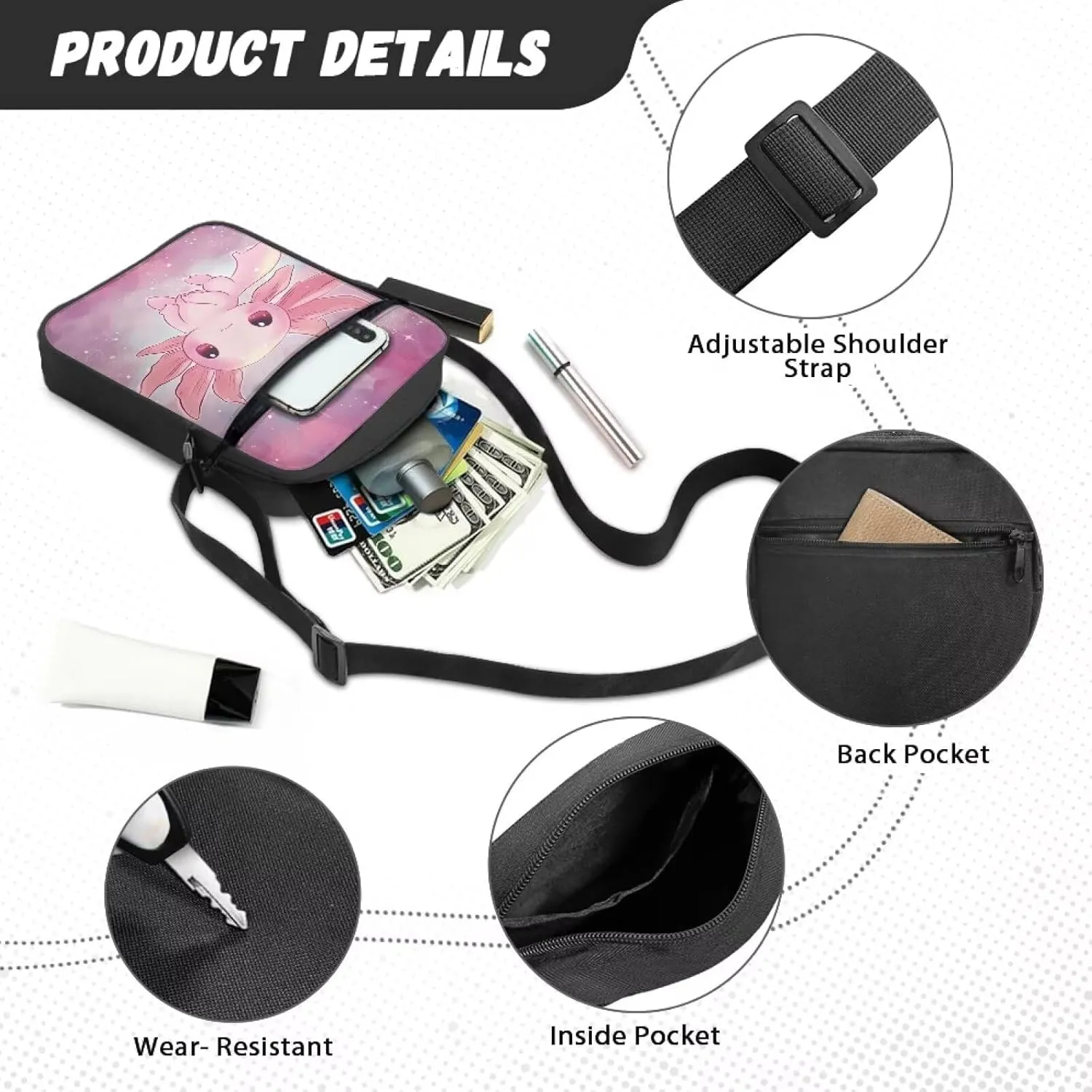 Small Messenger Bag for Men Women Wallet Purse Cell Phone Purses Unisex Shoulder Bag for Work Travel