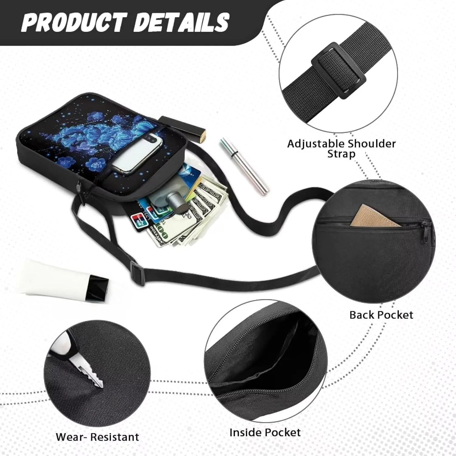 Small Messenger Bag for Men Women Wallet Purse Cell Phone Purses Unisex Shoulder Bag for Work Travel