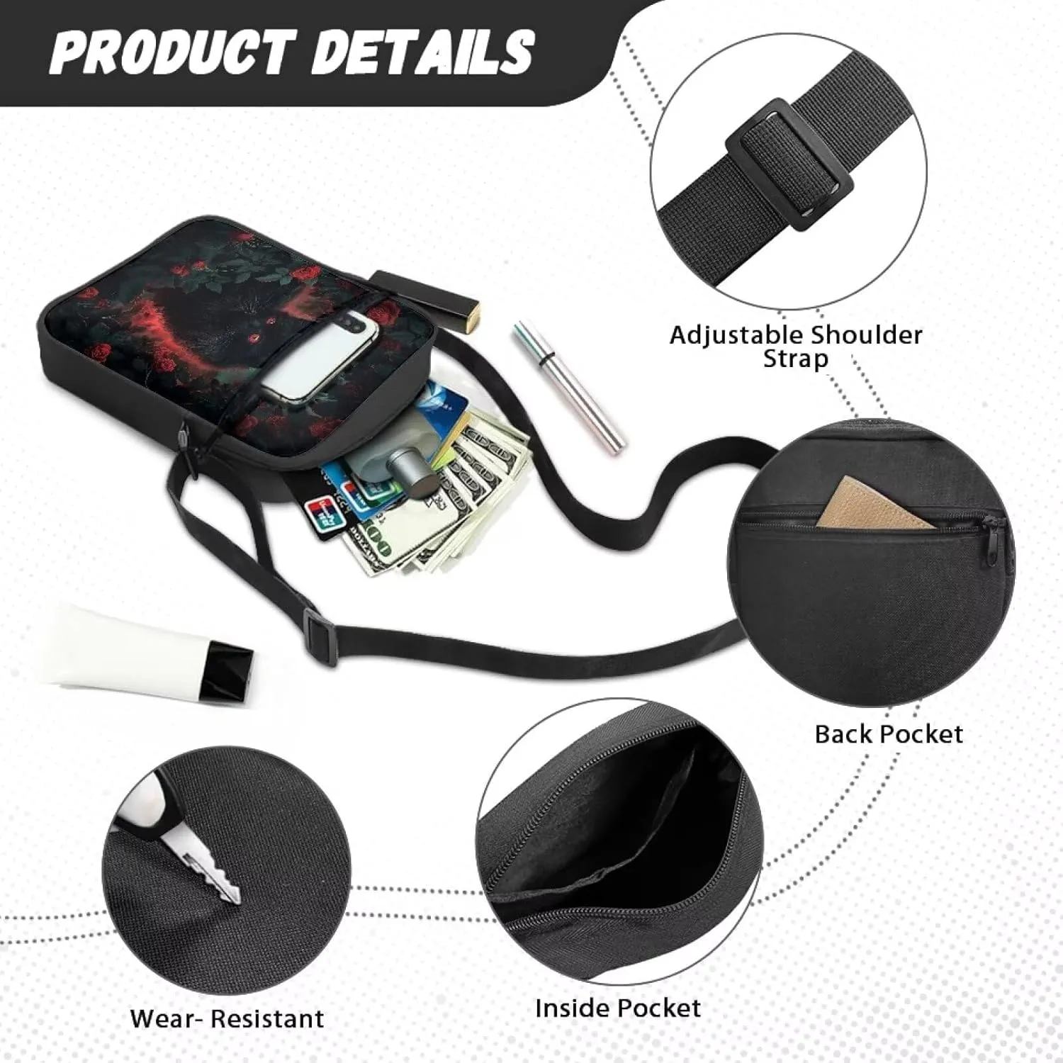 Small Messenger Bag for Men Women Wallet Purse Cell Phone Purses Unisex Shoulder Bag for Work Travel