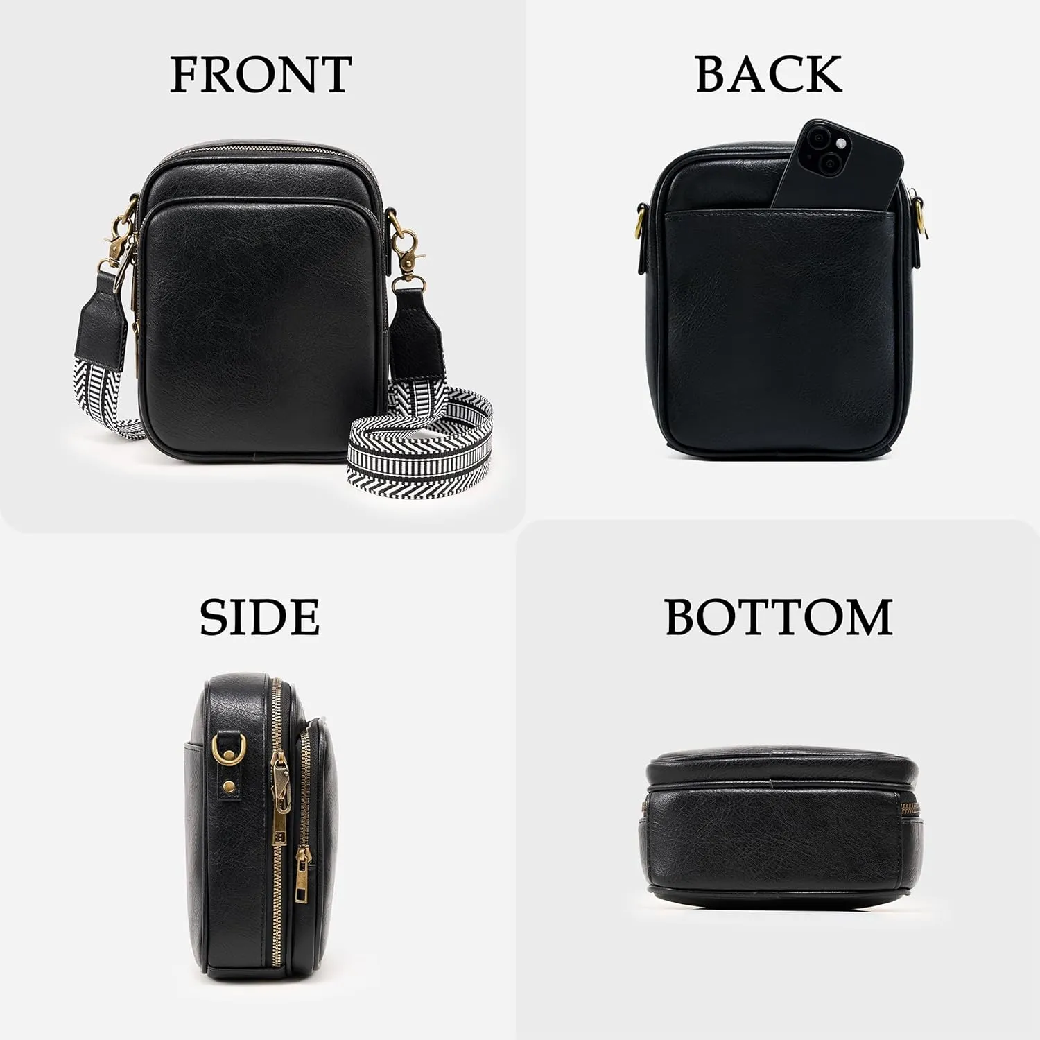 Small Messenger Bag Vegan Leather Crossbody Bag for Women Men, Vintage Cross Body Shoulder Purse with Card Slots