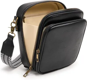 Small Messenger Bag Vegan Leather Crossbody Bag for Women Men, Vintage Cross Body Shoulder Purse with Card Slots