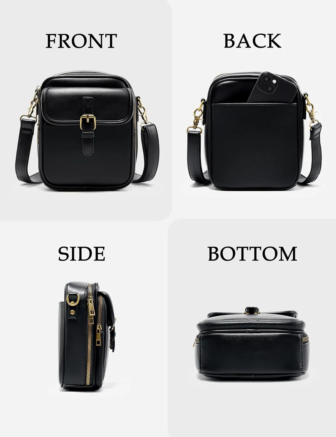 Small Messenger Bag Vegan Leather Crossbody Bag for Women Men, Vintage Cross Body Shoulder Purse with Card Slots