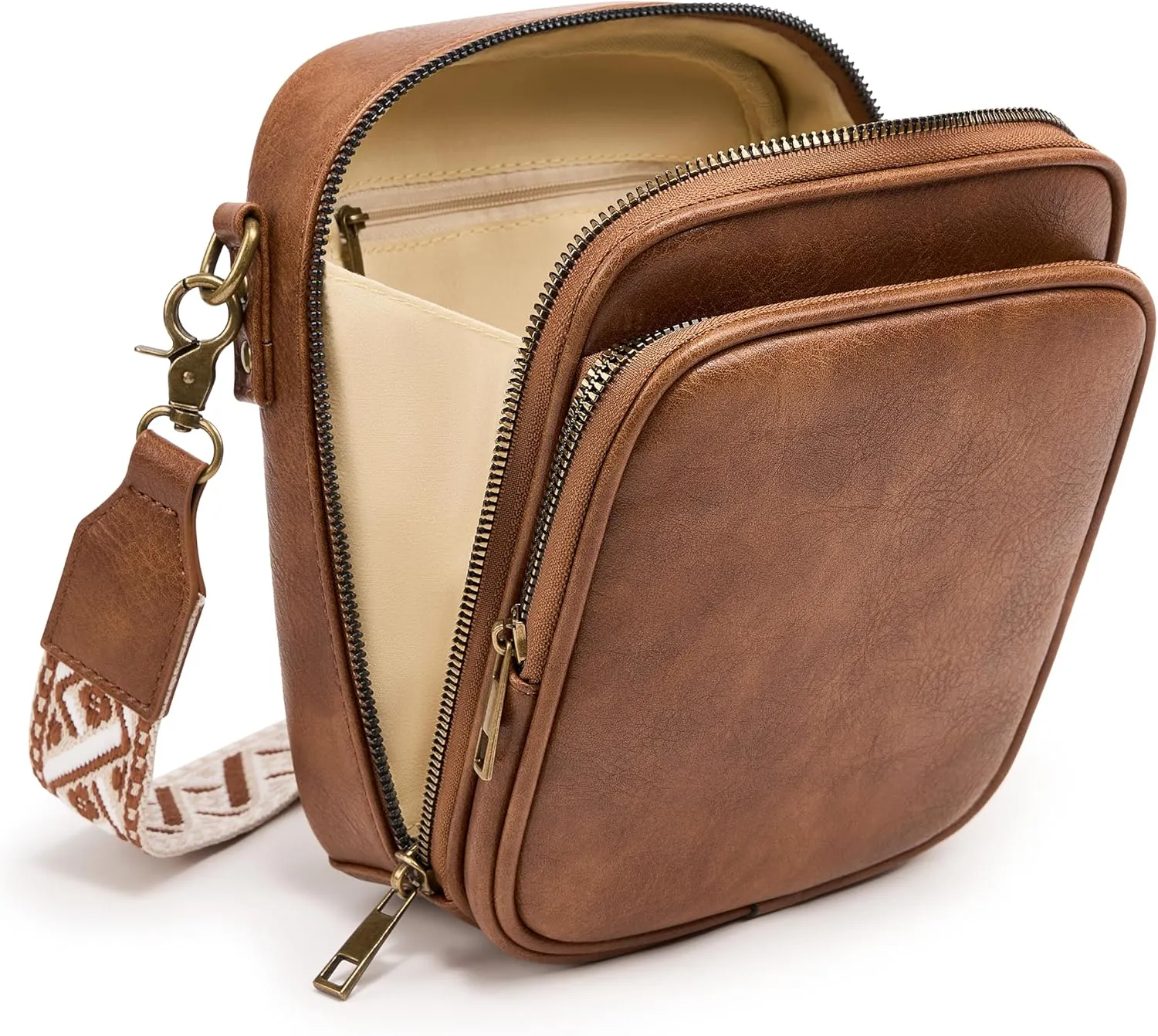 Small Messenger Bag Vegan Leather Crossbody Bag for Women Men, Vintage Cross Body Shoulder Purse with Card Slots