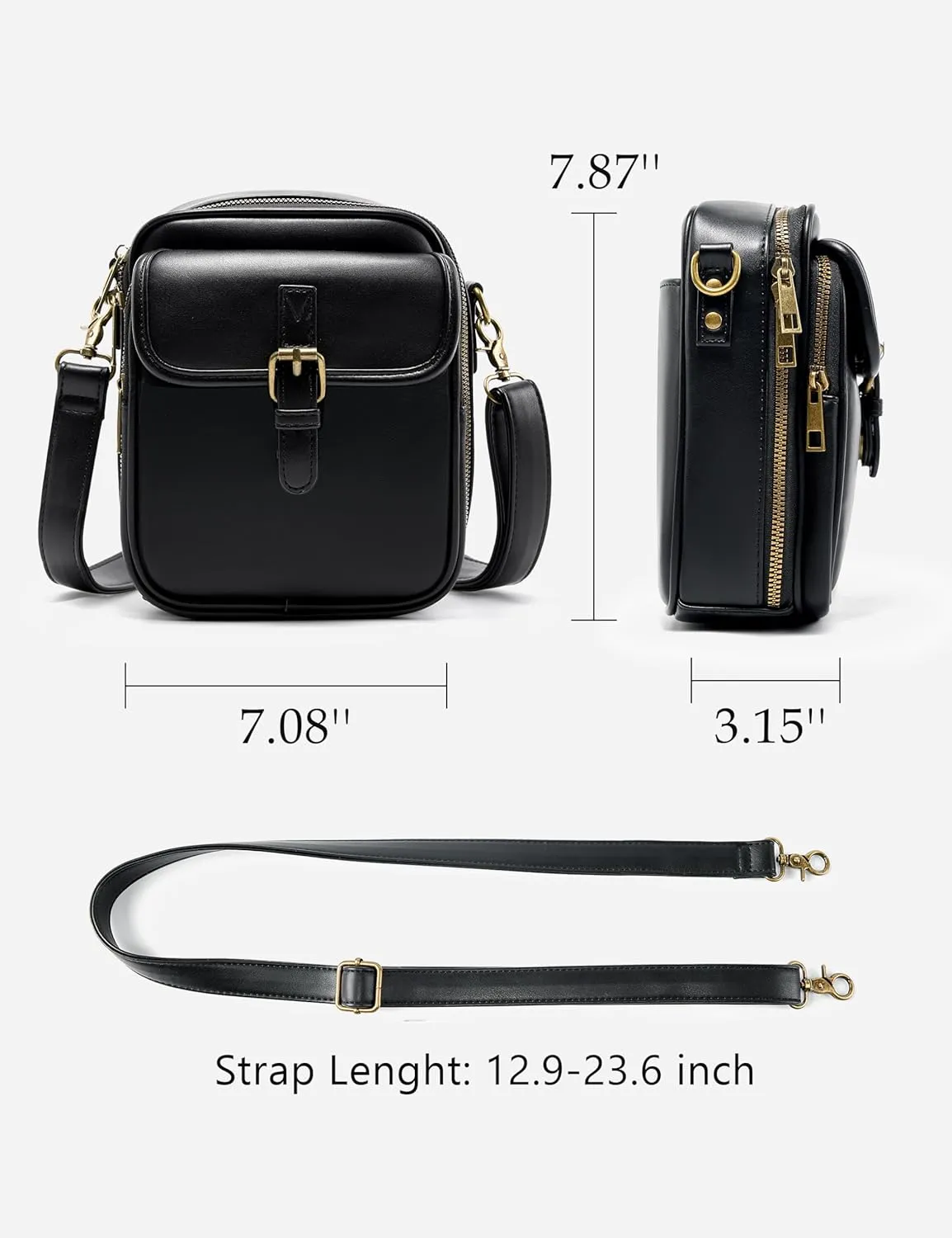 Small Messenger Bag Vegan Leather Crossbody Bag for Women Men, Vintage Cross Body Shoulder Purse with Card Slots