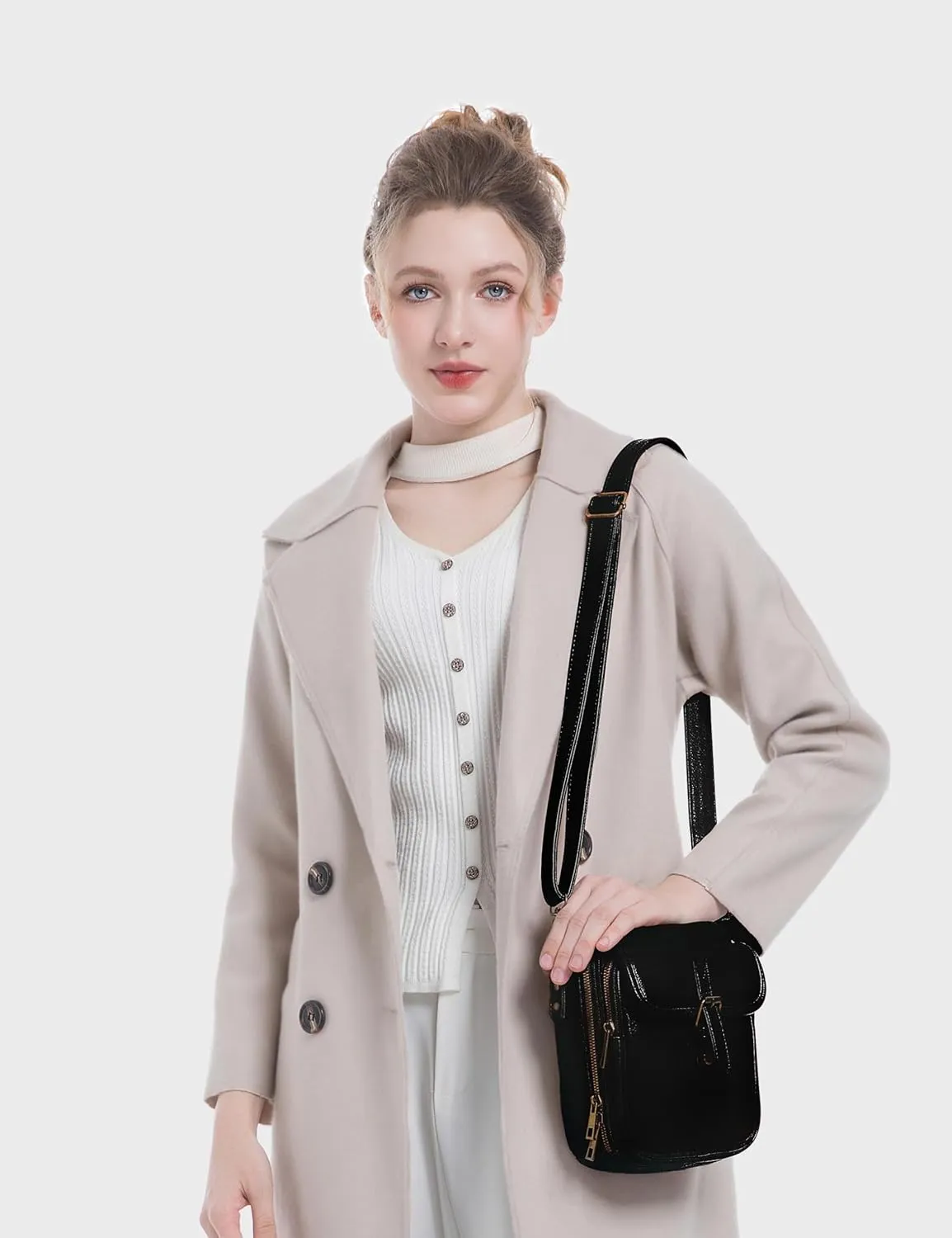 Small Messenger Bag Vegan Leather Crossbody Bag for Women Men, Vintage Cross Body Shoulder Purse with Card Slots