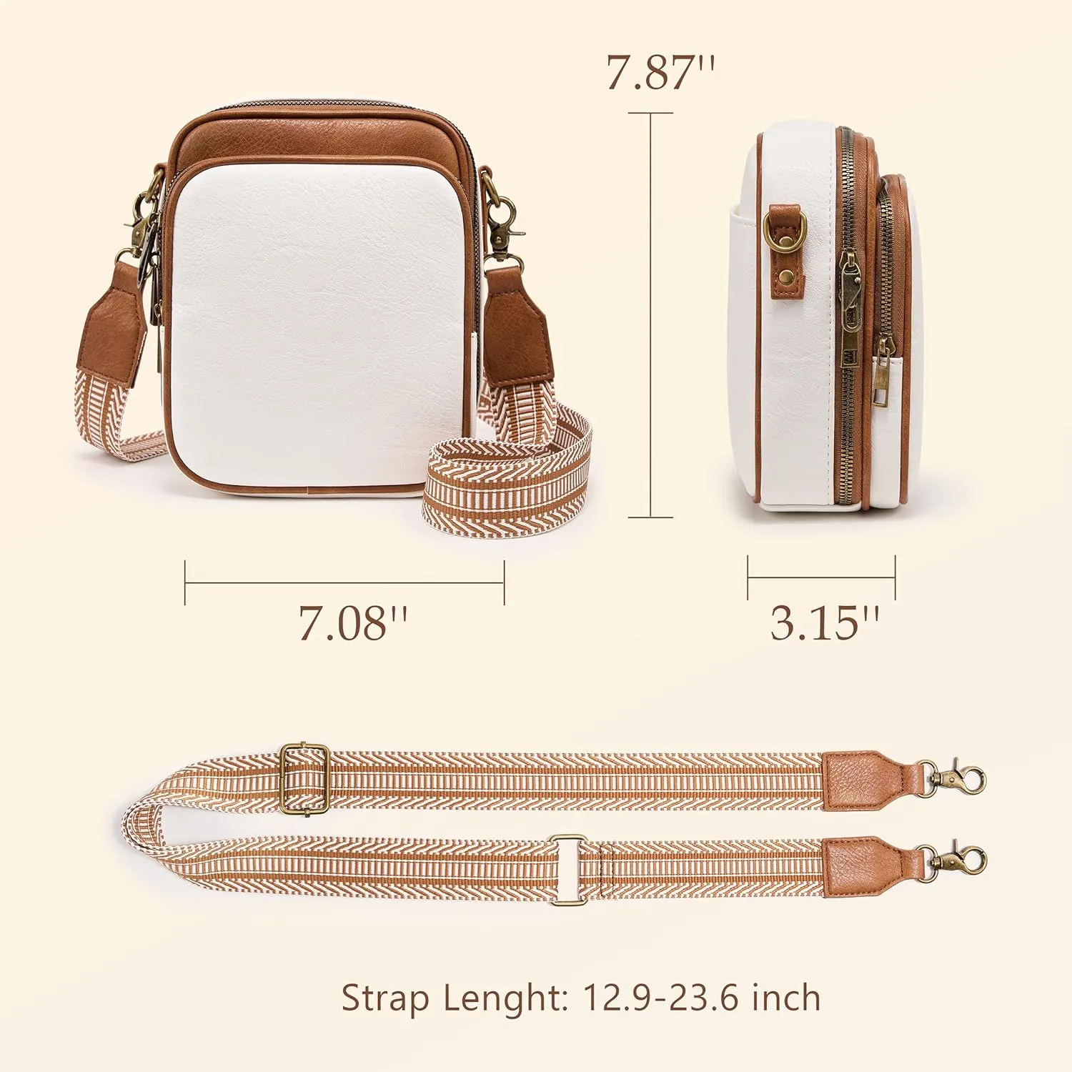 Small Messenger Bag Vegan Leather Crossbody Bag for Women Men, Vintage Cross Body Shoulder Purse with Card Slots