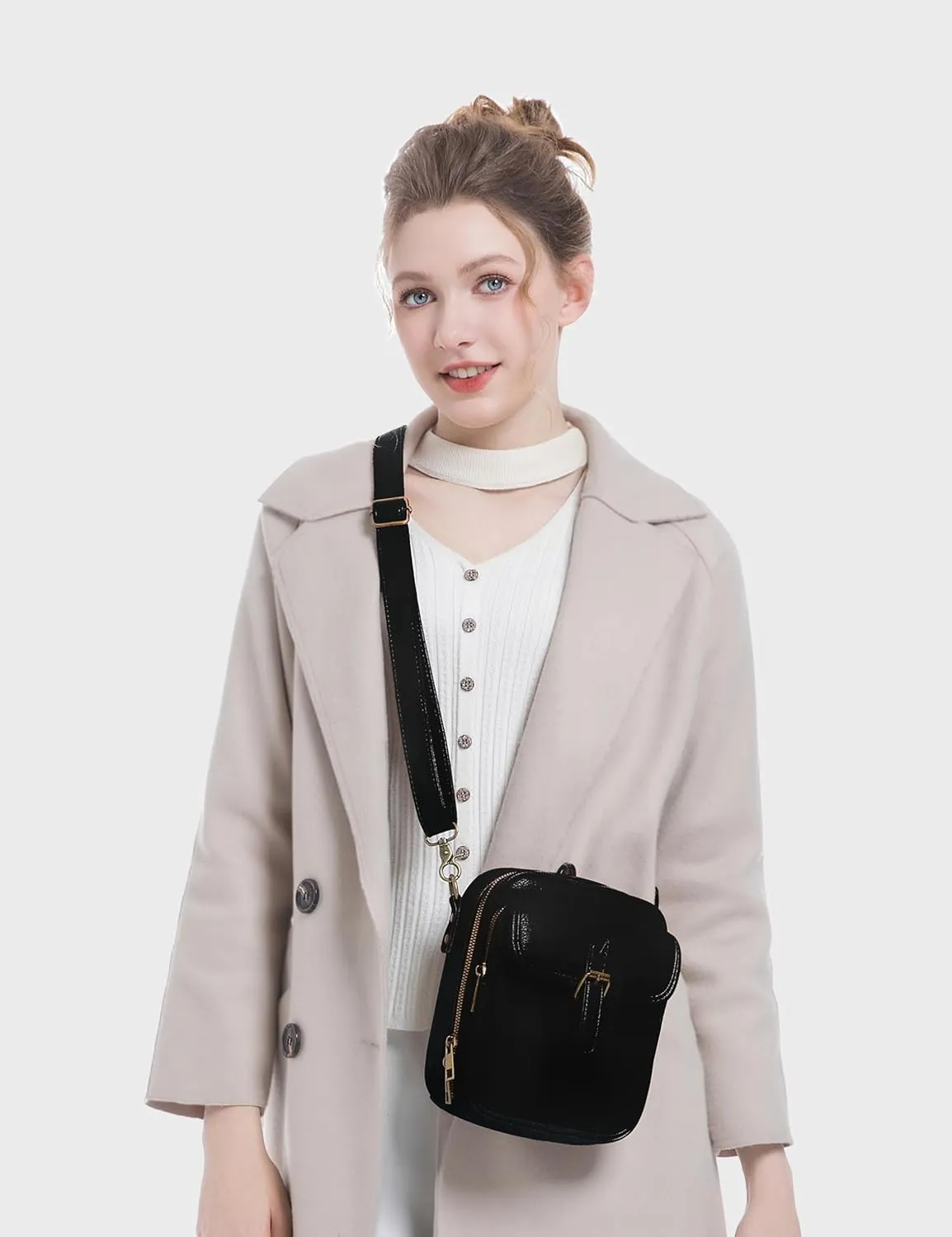 Small Messenger Bag Vegan Leather Crossbody Bag for Women Men, Vintage Cross Body Shoulder Purse with Card Slots