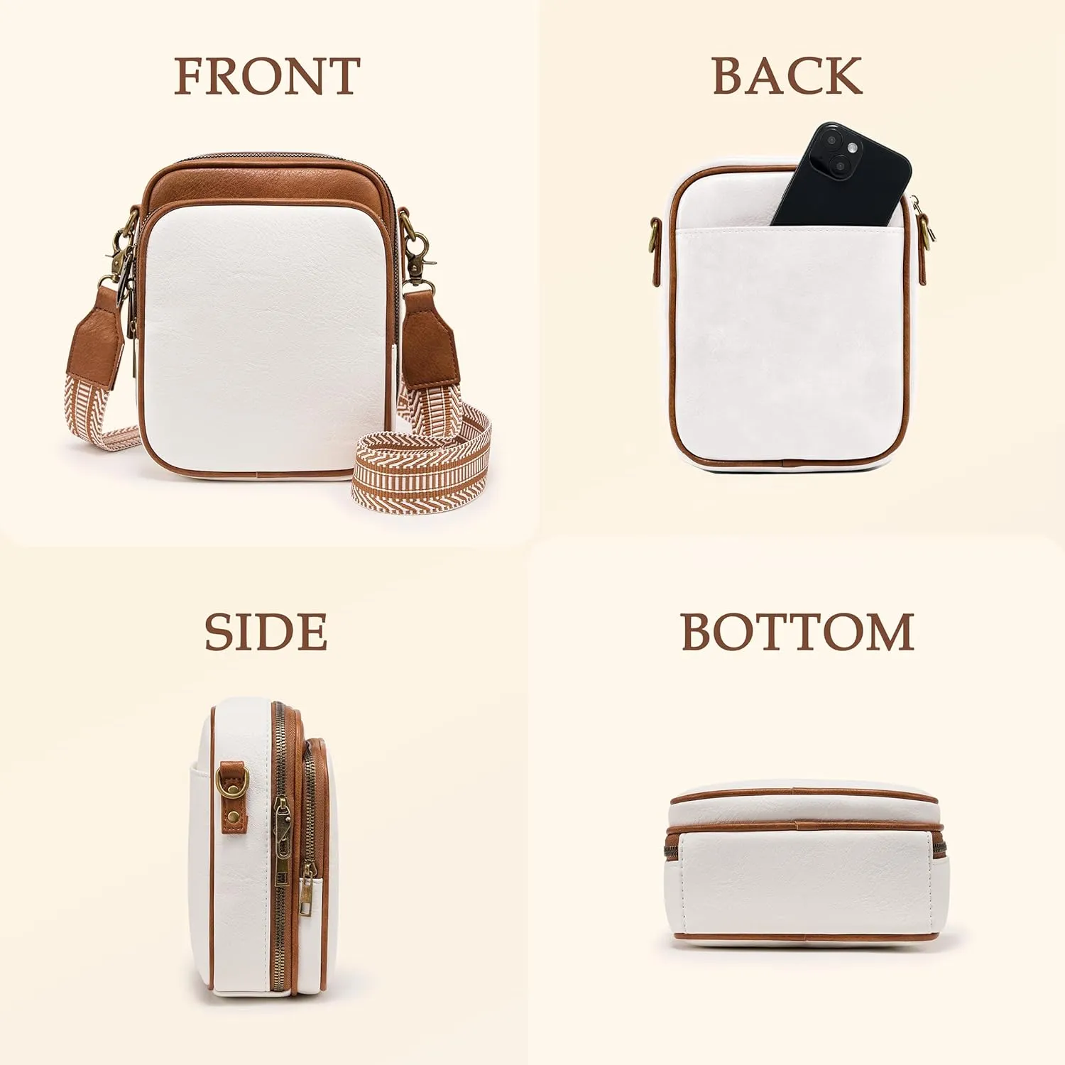 Small Messenger Bag Vegan Leather Crossbody Bag for Women Men, Vintage Cross Body Shoulder Purse with Card Slots