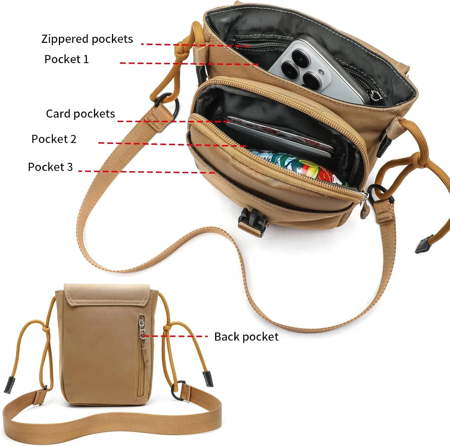 Small Messenger Crossbody bag Shoulder bag for Men Women Sling bag Purse for Work Travel
