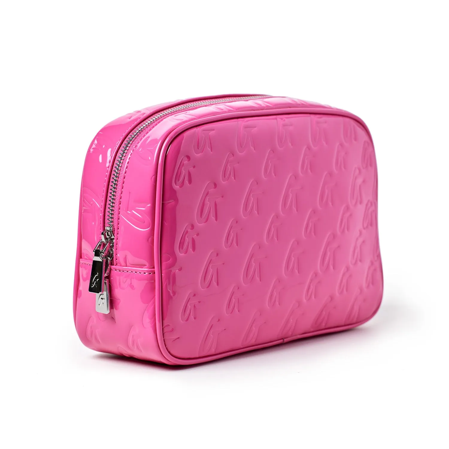 SMALL MONOGRAM TOILETRY BAG - MIRROR HOT PINK