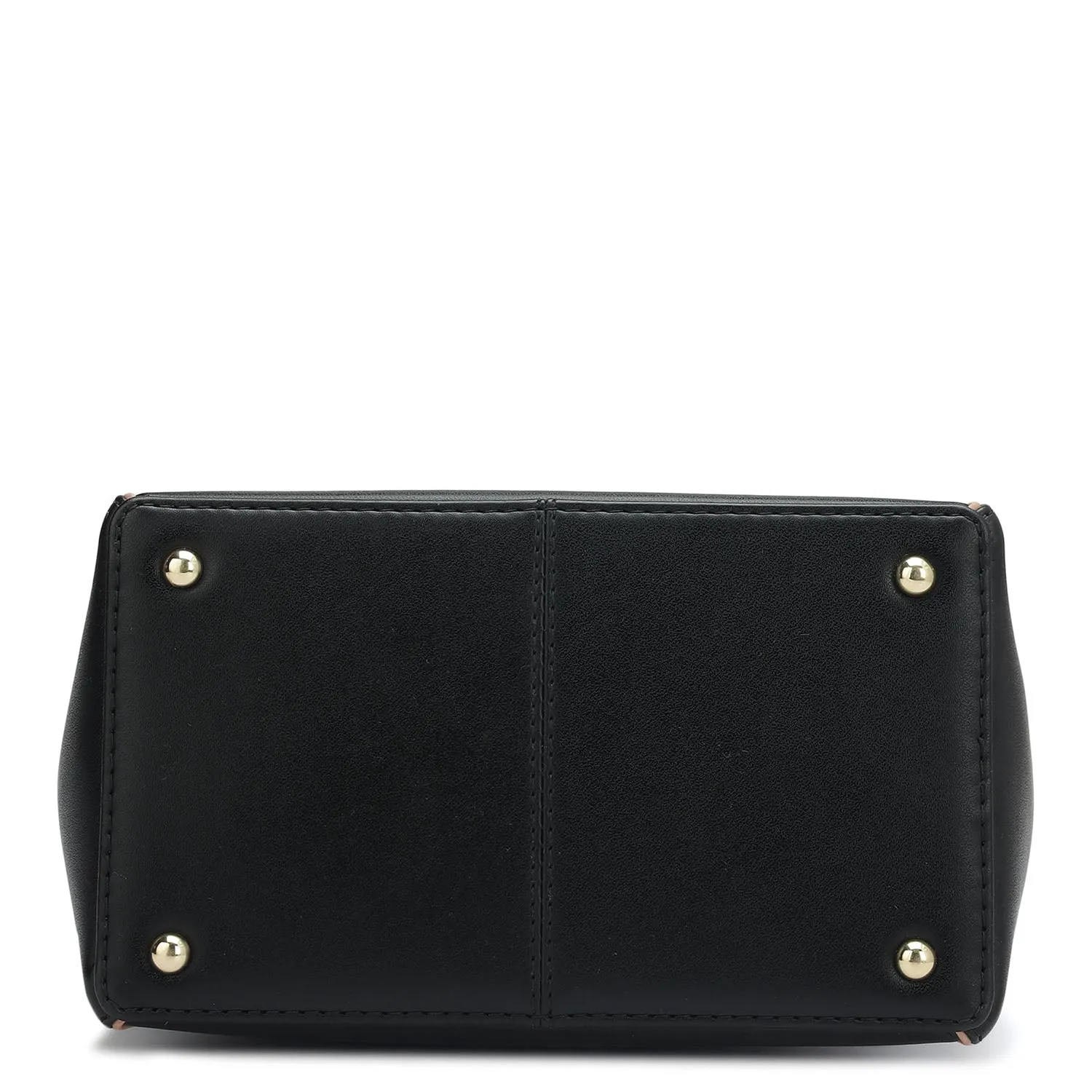 Small Plain Leather Satchel - Black