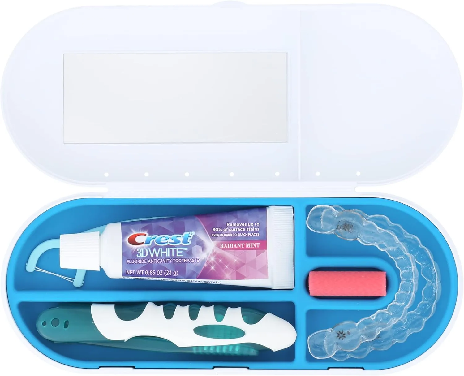 SmileKontainer Slimline Retainer Case: Compact Dental Travel Case for Aligners, Toothbrush and Accessories - Built-in Mirror for Easy Insertion Anywhere - Compatible with All Clear Aligners