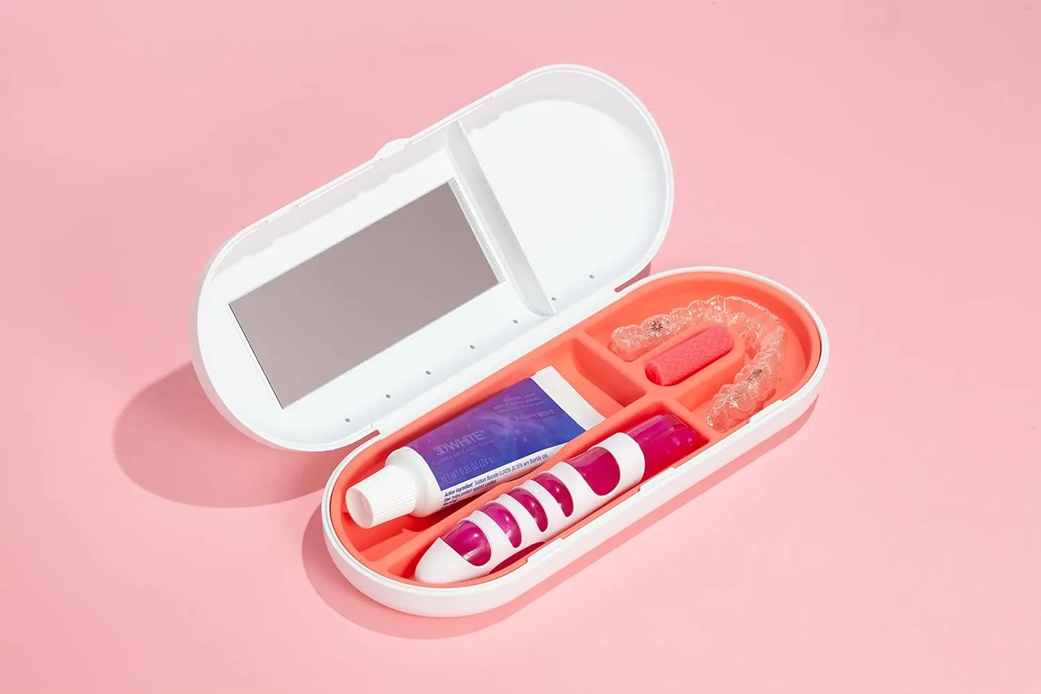 SmileKontainer Slimline Retainer Case: Compact Dental Travel Case for Aligners, Toothbrush and Accessories - Built-in Mirror for Easy Insertion Anywhere - Compatible with All Clear Aligners