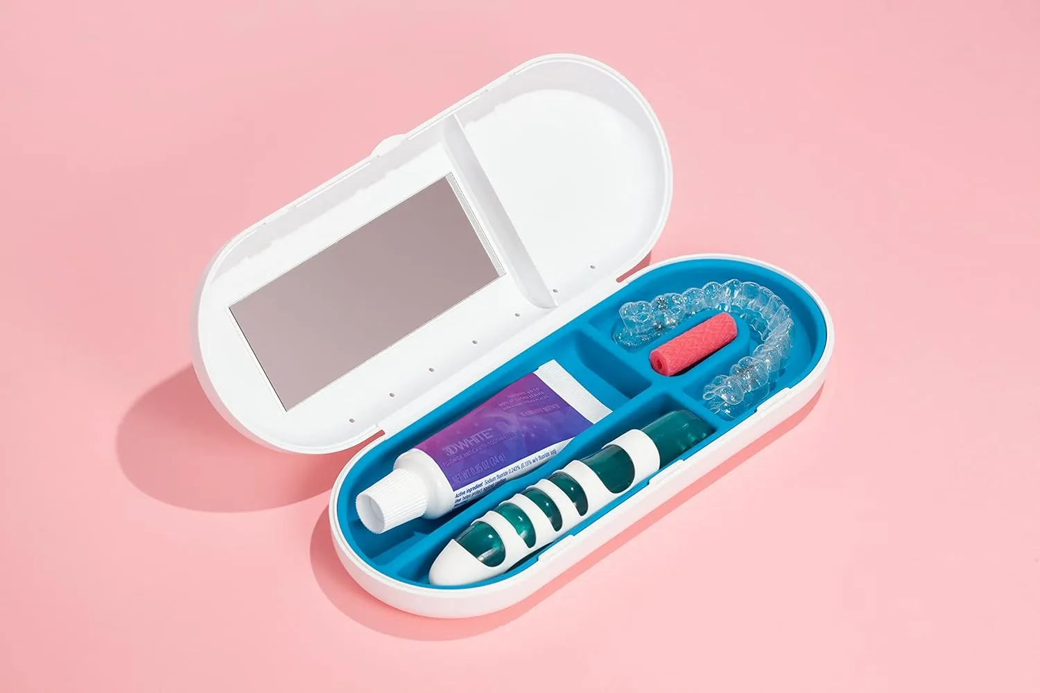 SmileKontainer Slimline Retainer Case: Compact Dental Travel Case for Aligners, Toothbrush and Accessories - Built-in Mirror for Easy Insertion Anywhere - Compatible with All Clear Aligners