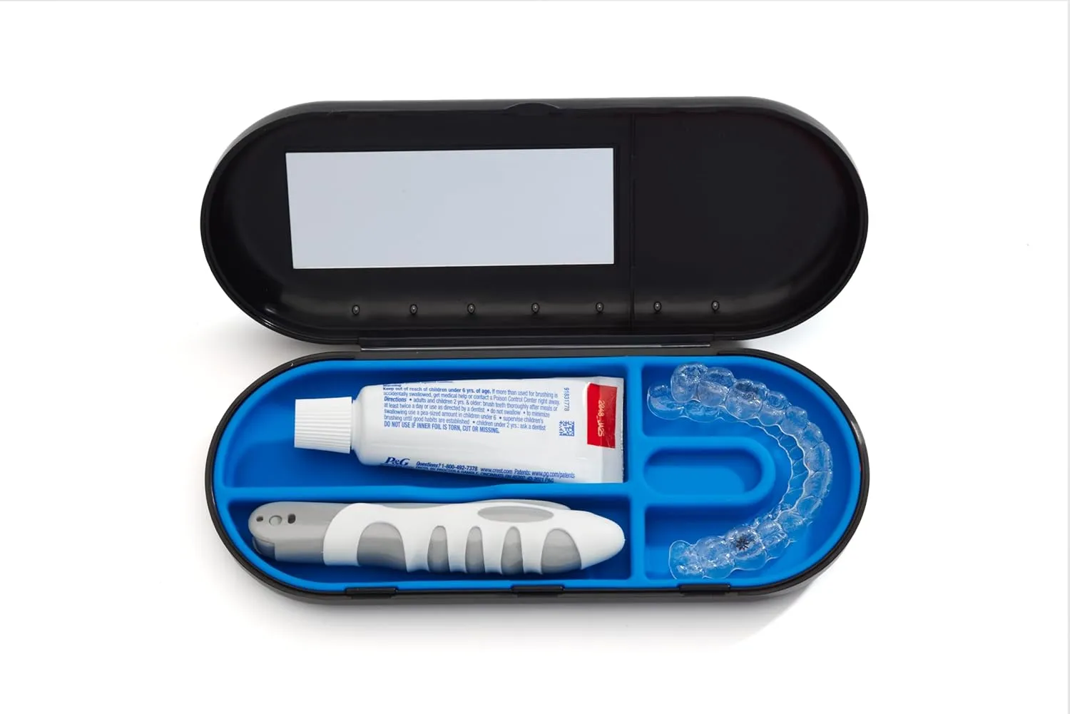 SmileKontainer Slimline Retainer Case: Compact Dental Travel Case for Aligners, Toothbrush and Accessories - Built-in Mirror for Easy Insertion Anywhere - Compatible with All Clear Aligners