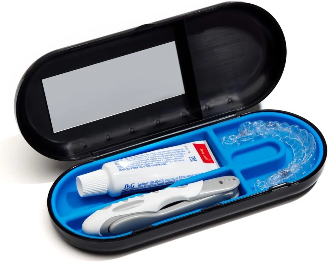 SmileKontainer Slimline Retainer Case: Compact Dental Travel Case for Aligners, Toothbrush and Accessories - Built-in Mirror for Easy Insertion Anywhere - Compatible with All Clear Aligners