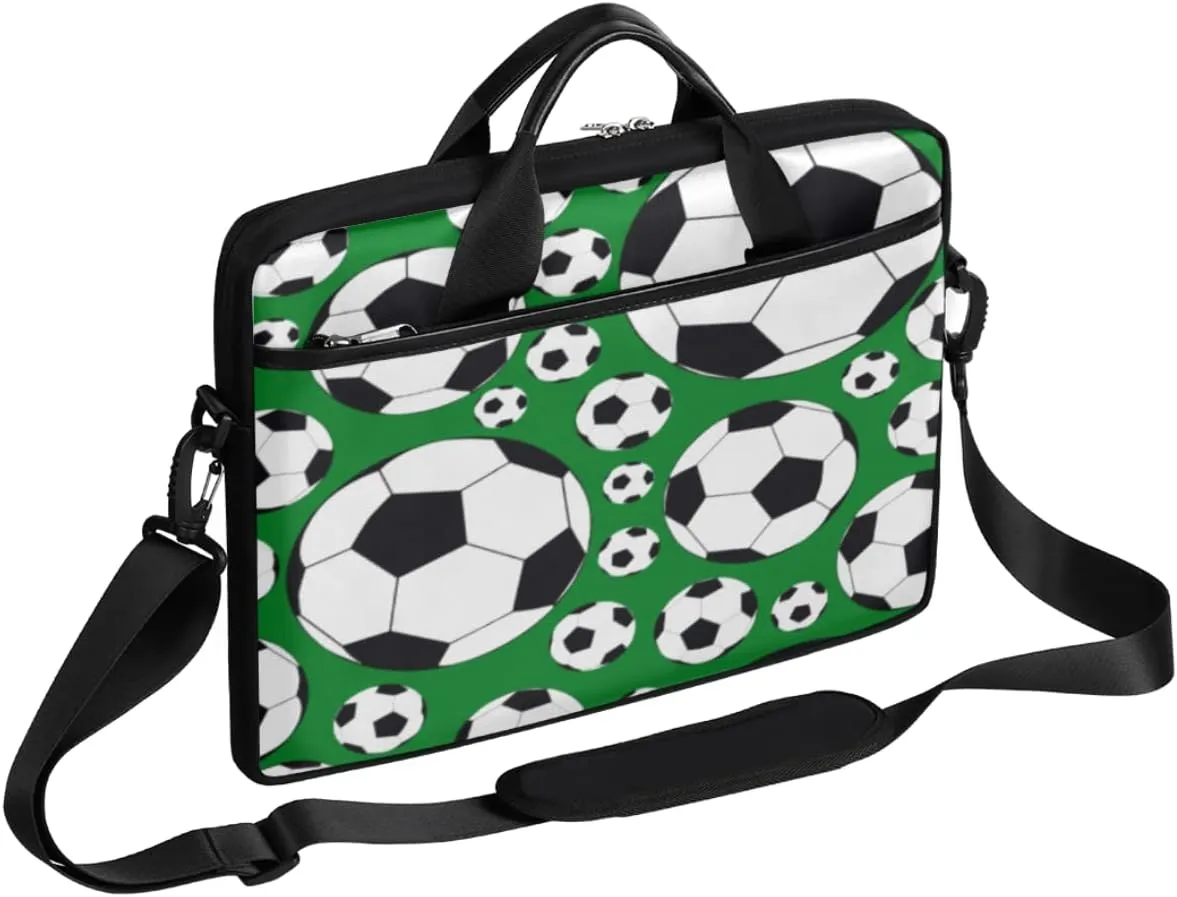 Soccer Ball Laptop Shoulder Messenger Bag Waterproof Laptop Briefcase with Handle and Padded Strap Case Sleeve