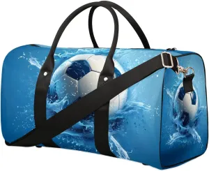 Soccer Ball Water Travel Duffel Bag for Women Men Football Waterproof Foldable Overnight Weekender Bag Large Capacity Sports Gym Bag