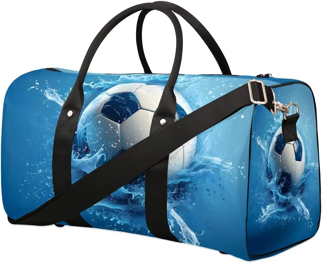 Soccer Ball Water Travel Duffel Bag for Women Men Football Waterproof Foldable Overnight Weekender Bag Large Capacity Sports Gym Bag