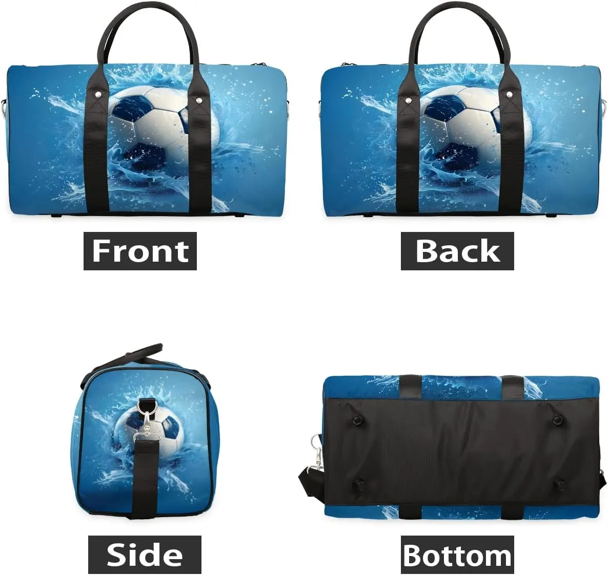 Soccer Ball Water Travel Duffel Bag for Women Men Football Waterproof Foldable Overnight Weekender Bag Large Capacity Sports Gym Bag