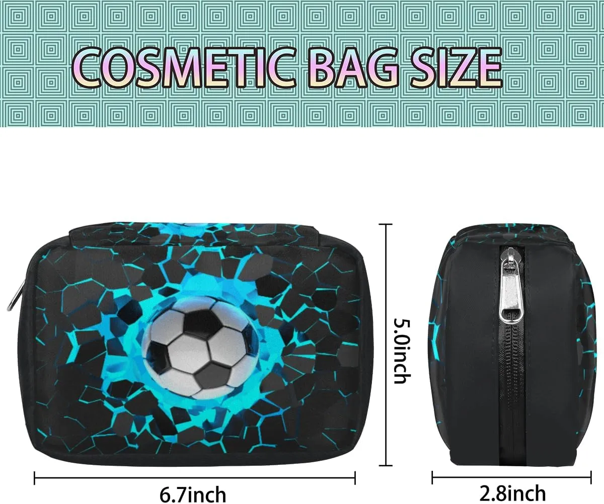 Soccer Travel Toiletry Bag for Boys Men, Waterproof Small Dopp Kit for Women, Shaving Bag with Large Capacity for Travel,Sports Shower