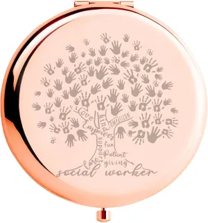 Social Worker Gifts for Women, Social Worker Appreciation Gifts, Social Work Month Volunteer Gift for BSW Compact Makeup Mirror