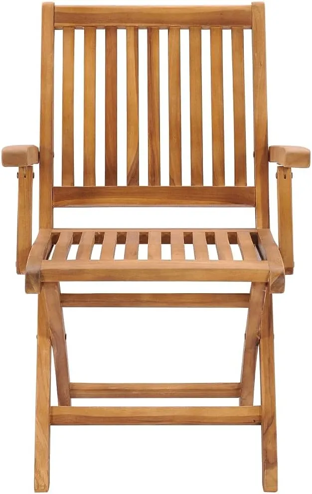 Solid Teak Wood Folding Patio Chairs with Anthracite Cushions 2-Piece Outdoor Furniture Set for Patio Beach Camping and Backyard