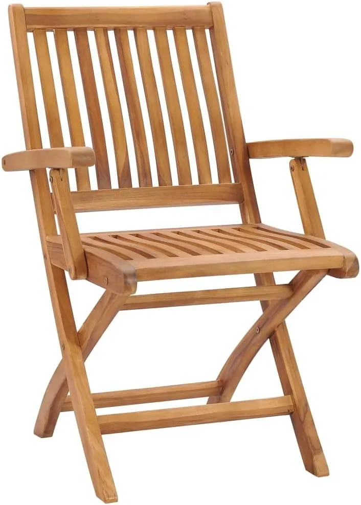 Solid Teak Wood Folding Patio Chairs with Anthracite Cushions 2-Piece Outdoor Furniture Set for Patio Beach Camping and Backyard