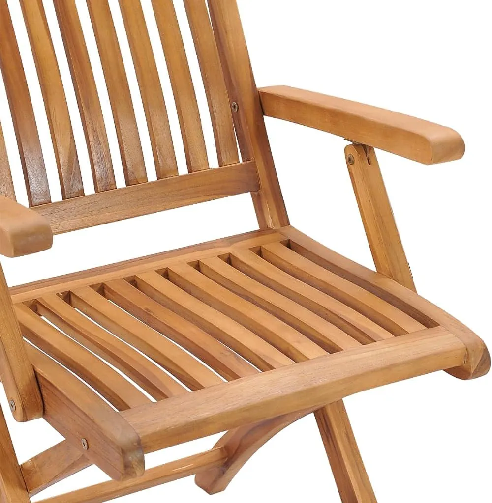 Solid Teak Wood Folding Patio Chairs with Anthracite Cushions 2-Piece Outdoor Furniture Set for Patio Beach Camping and Backyard