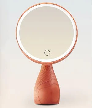 Solid Wood LED Makeup Mirror with Three Color Light Changing Feature Portable Desktop Vanity Mirror with Light for Makeup