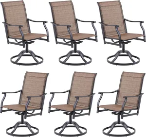 Soohow Swivel Outdoor Dining Chairs Set of 6, Patio Swivel Dining Chair with Textilene Fabric, Outdoor Metal Armchair All Weather Resistant, Ergonomic Comfort, Perfect for Patio, Backyard, Balcony