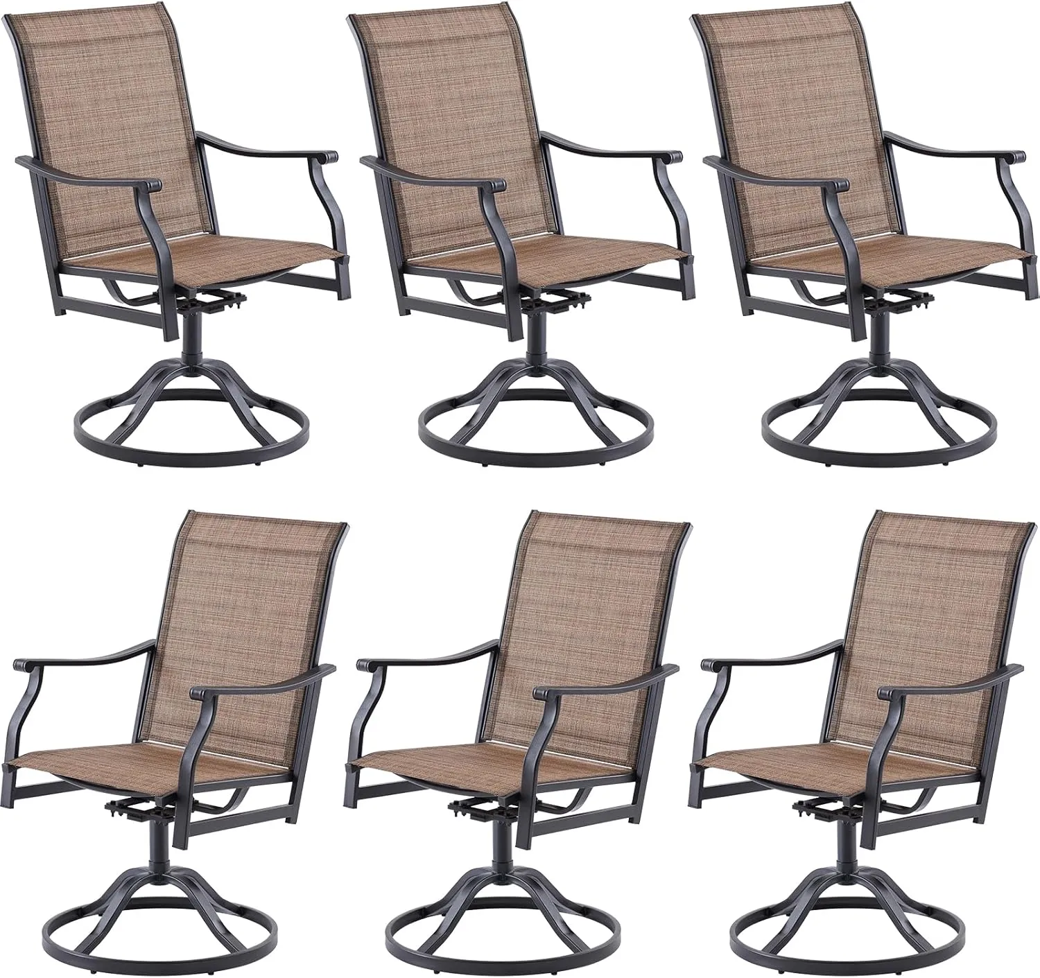 Soohow Swivel Outdoor Dining Chairs Set of 6, Patio Swivel Dining Chair with Textilene Fabric, Outdoor Metal Armchair All Weather Resistant, Ergonomic Comfort, Perfect for Patio, Backyard, Balcony