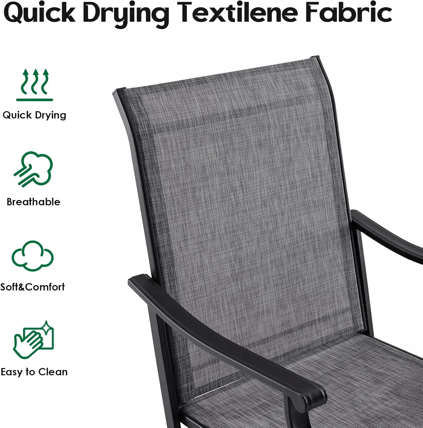 Soohow Swivel Outdoor Dining Chairs Set of 6, Patio Swivel Dining Chair with Textilene Fabric, Outdoor Metal Armchair All Weather Resistant, Ergonomic Comfort, Perfect for Patio, Backyard, Balcony