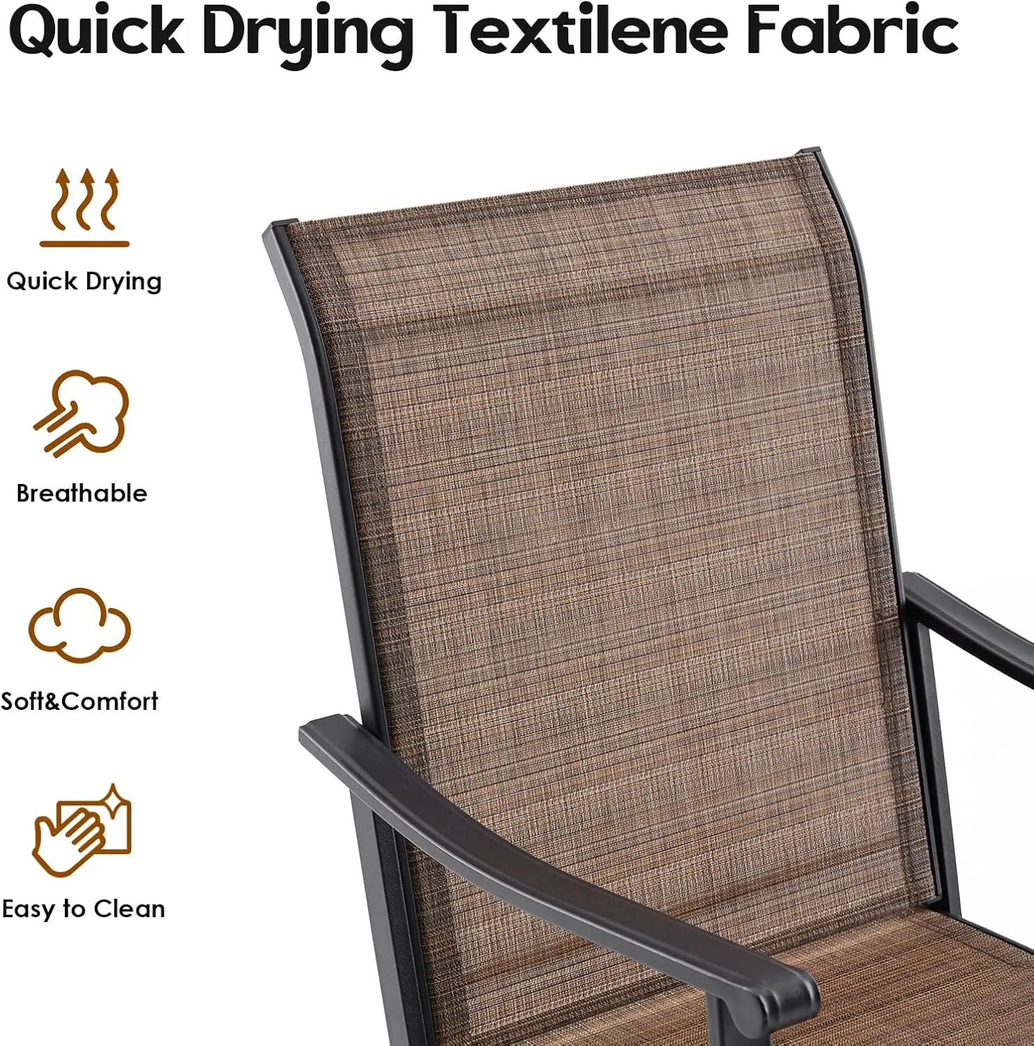 Soohow Swivel Outdoor Dining Chairs Set of 6, Patio Swivel Dining Chair with Textilene Fabric, Outdoor Metal Armchair All Weather Resistant, Ergonomic Comfort, Perfect for Patio, Backyard, Balcony
