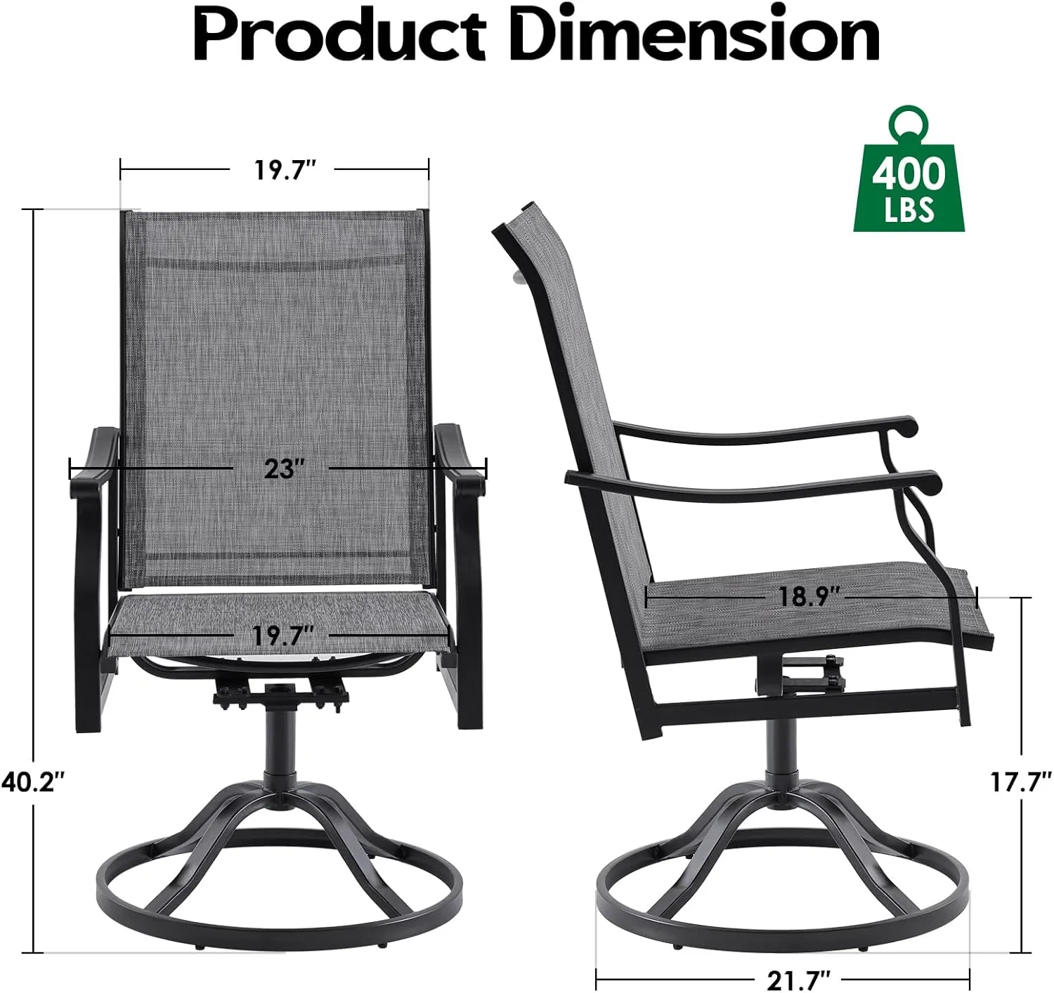 Soohow Swivel Outdoor Dining Chairs Set of 6, Patio Swivel Dining Chair with Textilene Fabric, Outdoor Metal Armchair All Weather Resistant, Ergonomic Comfort, Perfect for Patio, Backyard, Balcony