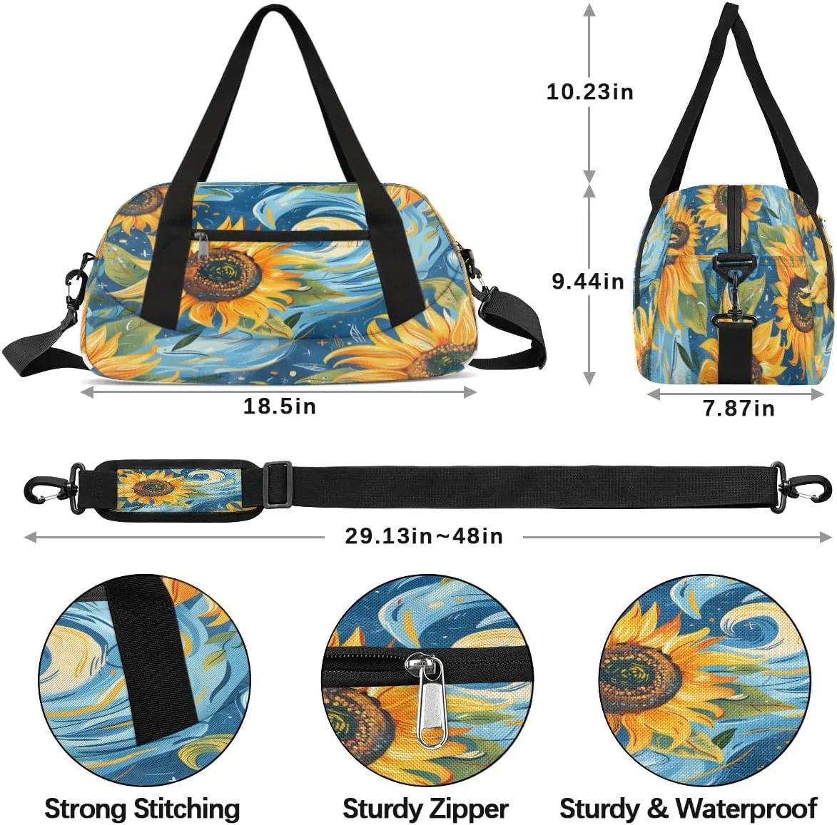 Sport Duffel Bag Abstract Sunflowers Design Kids Gym Bag Weekender Overnight Bags for Boys Girls Teens Carry On Workout Travel Bag