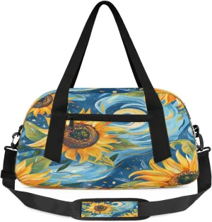 Sport Duffel Bag Abstract Sunflowers Design Kids Gym Bag Weekender Overnight Bags for Boys Girls Teens Carry On Workout Travel Bag