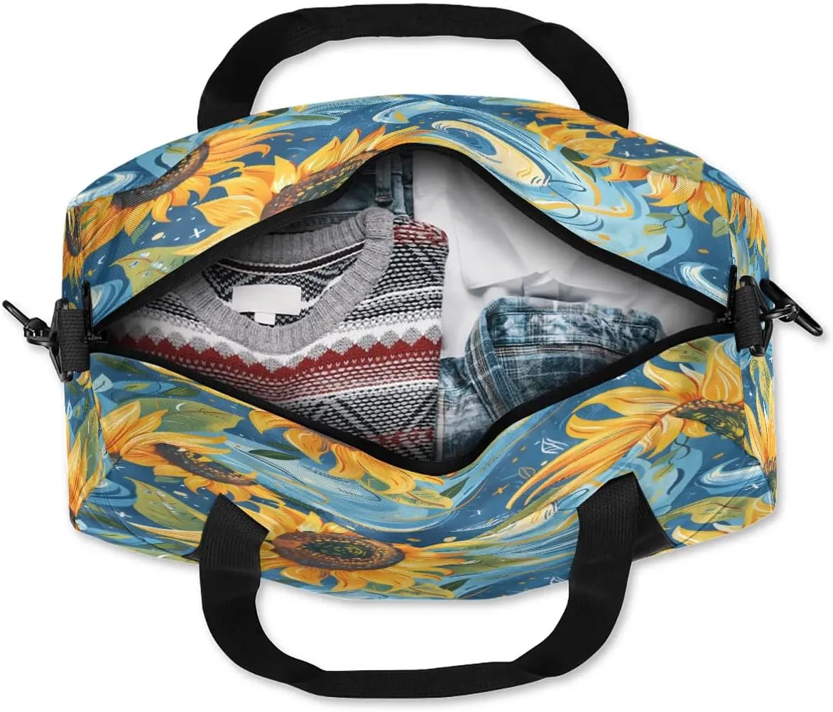 Sport Duffel Bag Abstract Sunflowers Design Kids Gym Bag Weekender Overnight Bags for Boys Girls Teens Carry On Workout Travel Bag