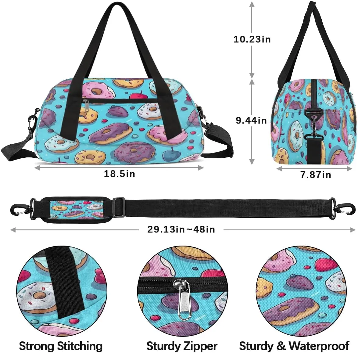Sport Duffel Bag Delicious Donut Kids Gym Bag Weekender Overnight Bags for Boys Girls Teens Carry On Workout Travel Bag