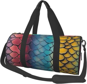 Sports Duffel Bag Colorful-Snake-Scales Foldable Travel Tote Bag Weekender Sleepover Carry On Bag
