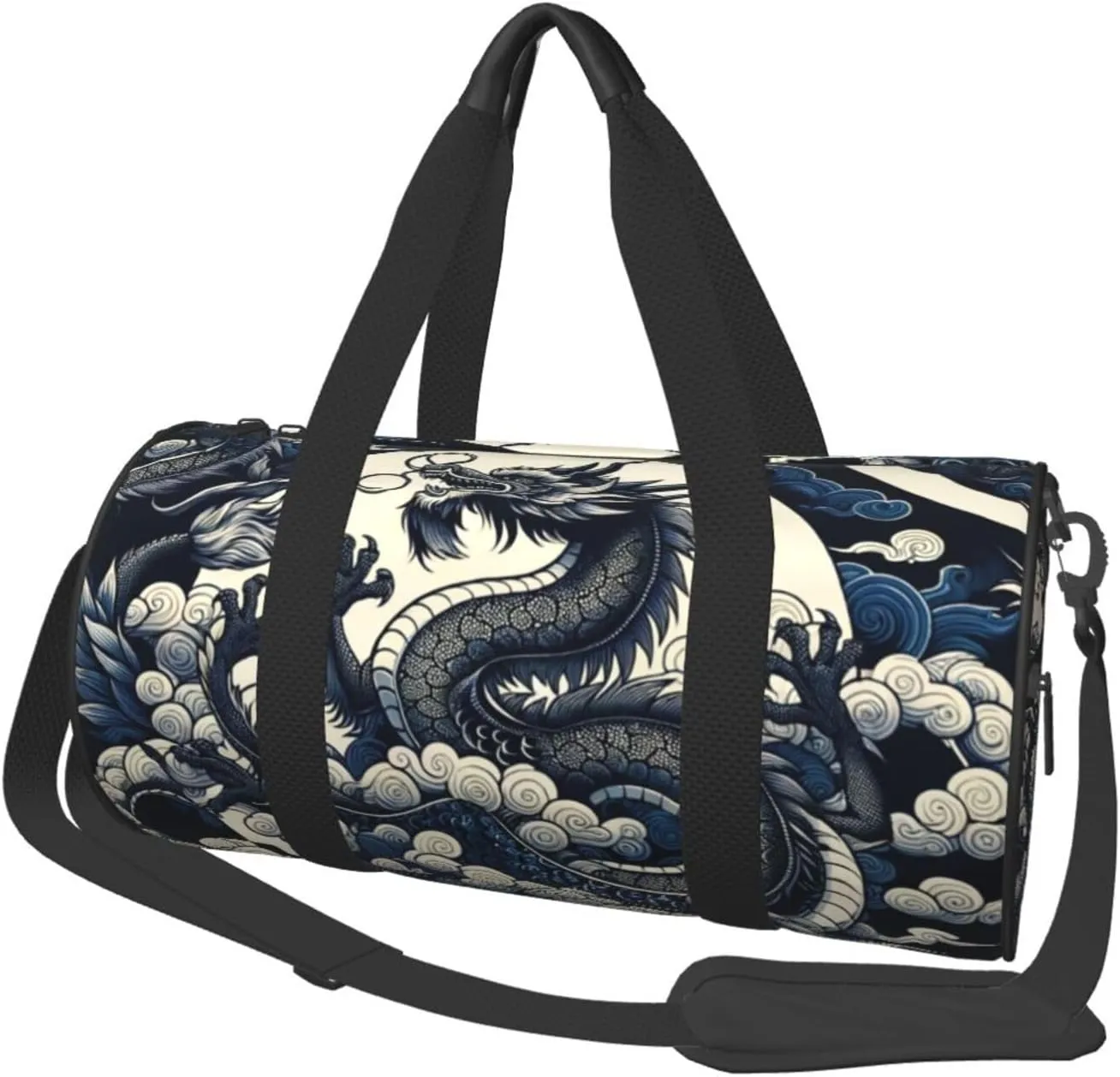 Sports Duffel Bag Dragons-Power-Asian-Cluture Foldable Travel Tote Bag Weekender Sleepover Carry On Bag