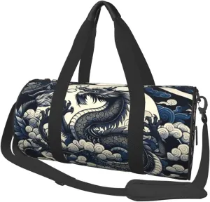 Sports Duffel Bag Dragons-Power-Asian-Cluture Foldable Travel Tote Bag Weekender Sleepover Carry On Bag