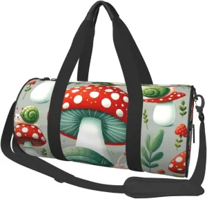 Sports Duffel Bag Mushrooms-Small-Cute-Snails Foldable Travel Tote Bag Weekender Sleepover Carry On Bag