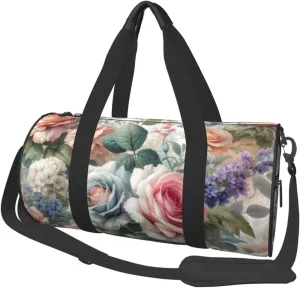 Sports Duffel Bag Romantic-Flower-Garden Foldable Travel Tote Bag Weekender Sleepover Carry On Bag