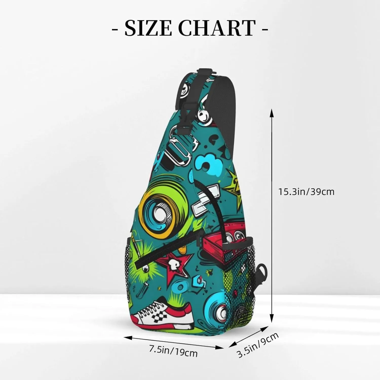 Sports Graffiti Sling Bag Crossbody Bag for Men Women, Daypack Chest Backpack Shoulder Bag for Travle Hiking